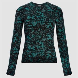 Express Lace Jacquard Fitted Crew Neck Sweater